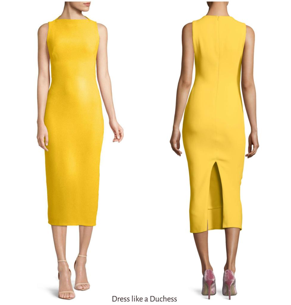Brandon Maxwell Yellow Crepe Midi Dress-Meghan Markle - Dress Like A ...