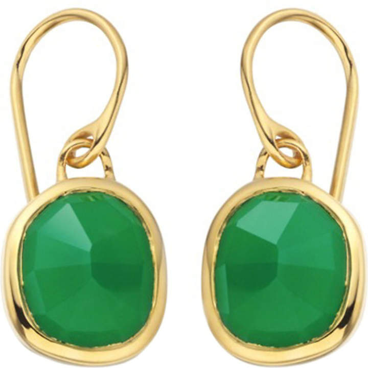 Monica Vinader Siren Gold Green Bezel Onyx Earrings-Kate Middleton