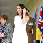 Meghan Markle in Ivory Karen Gee for First Day of Royal Tour