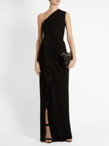 Meghan Markle in One Shoulder Black Givenchy Dress for British Fashion ...