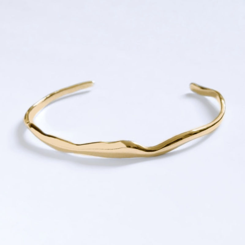Bar Jewellery-Wide Ripple Gold Plated Bracelet-Meghan Markle