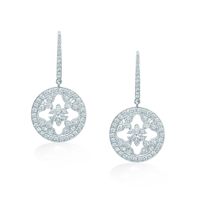 Mappin & Webb Express White Gold and Diamond Drop Earrings-Kate Middleton