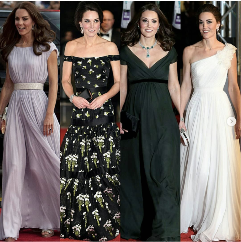 The Duchess of Cambridge in One Shoulder McQueen Gown for the BAFTA ...
