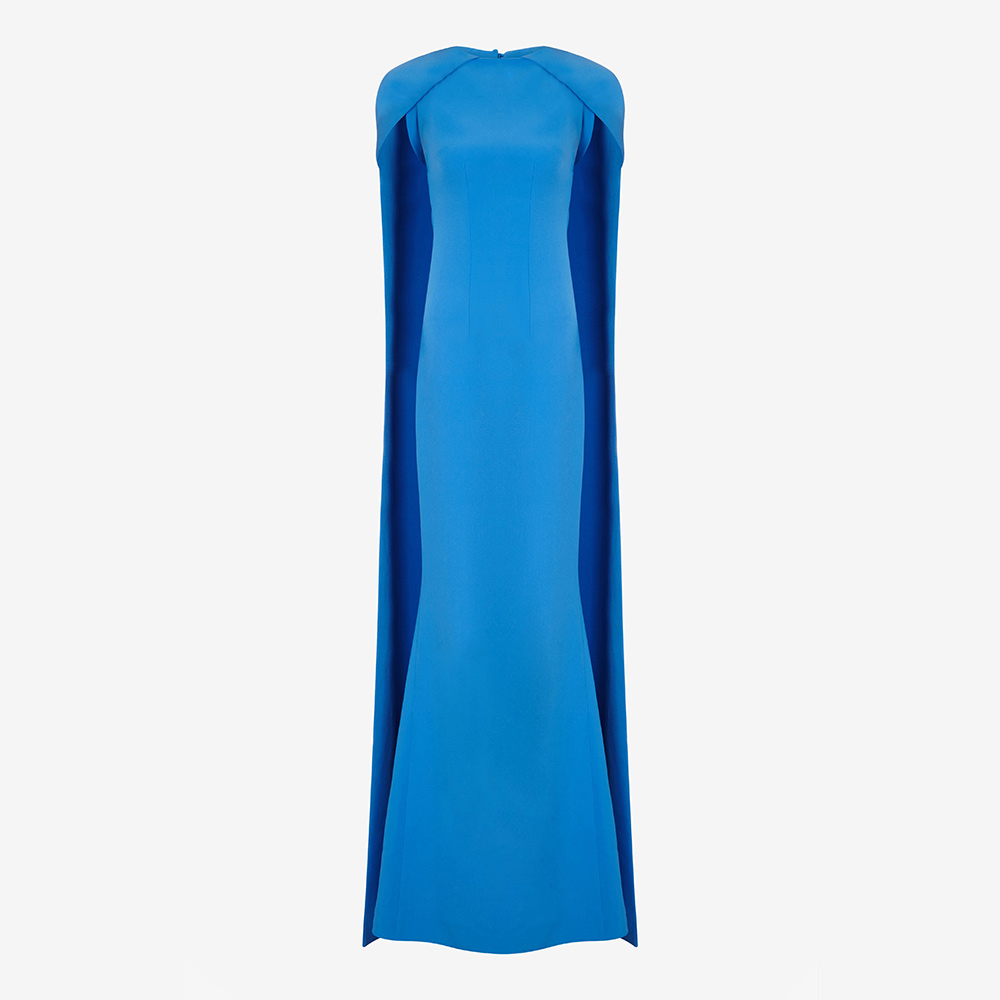Safiyaa Blue 'Ginkgo' Cape Dress-Meghan Markle