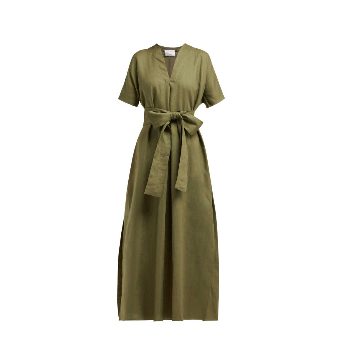 Lisa Marie Fernandez Khaki- Green 'Rosetta' Linen Dress-Meghan Markle