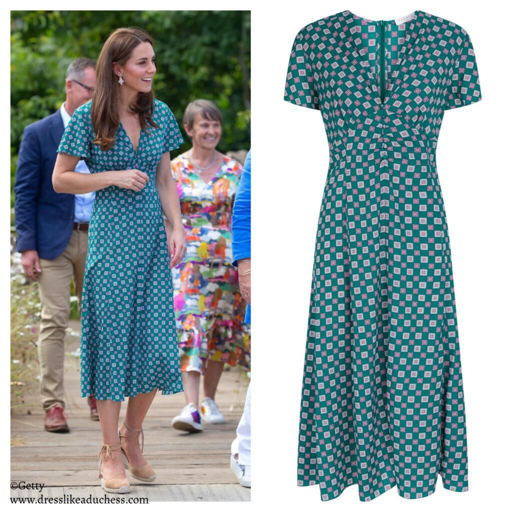 Duchess of Cambridge in Printed Midi for Picnic in Back to Nature ...