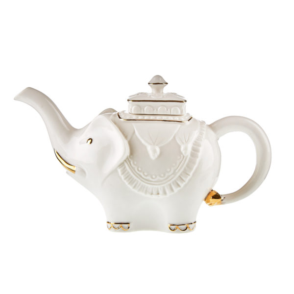Jaipur White & Gold Porcelain Elephant Teapot-Meghan Markle