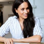 Meghan Markle in Stripes for Visit to Luminary Bakery