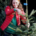 Duchess of Cambridge in Red Puffer Coat for Visit to Christmas Tree Farm
