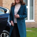 Duchess of Cambridge in Teal Coat for Pre-School Breakfast