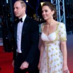 Duchess of Cambridge in Gold Hibiscus McQueen Gown for BAFTA Awards