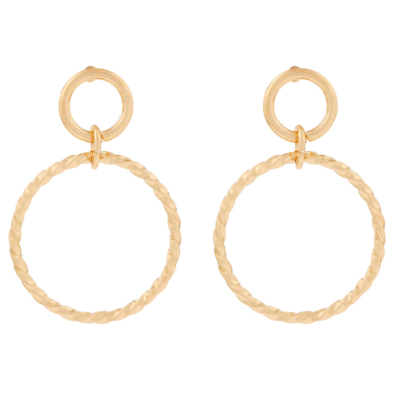 Accessorize Twisted Circle Drop Gold Earrings-Kate Middleton