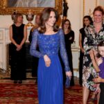 Kate Middleton Dazzles in Blue Jenny Packham Repeat for Palace Reception