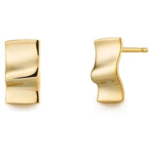Edge of Ember Gold Wave Earrings-Meghan Markle