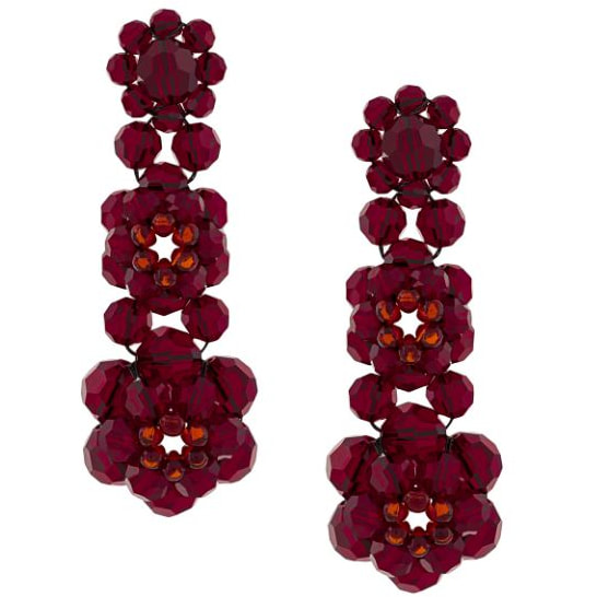 Simone Rocha Burgundy Red Crystal Beaded Drop Earrings-Meghan Markle