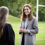 Kate Middleton Meets University Students in a Fall Friendly Checked Coat