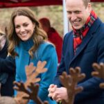 Kate Middleton in Blue Catherine Walker Coat and Hobbs Repeat for Royal Train Tour Day Two