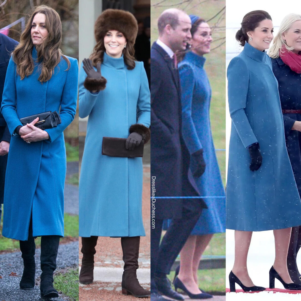 Kate Middleton in Blue Catherine Walker Coat and Hobbs Repeat for Royal ...