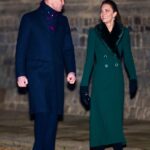Kate Middleton in Fur Trimmed Green Catherine Walker Coat for Christmas at the Castle