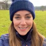 Kate Middleton in Blue Barbour Puffer Coat for Outdoor Video Message