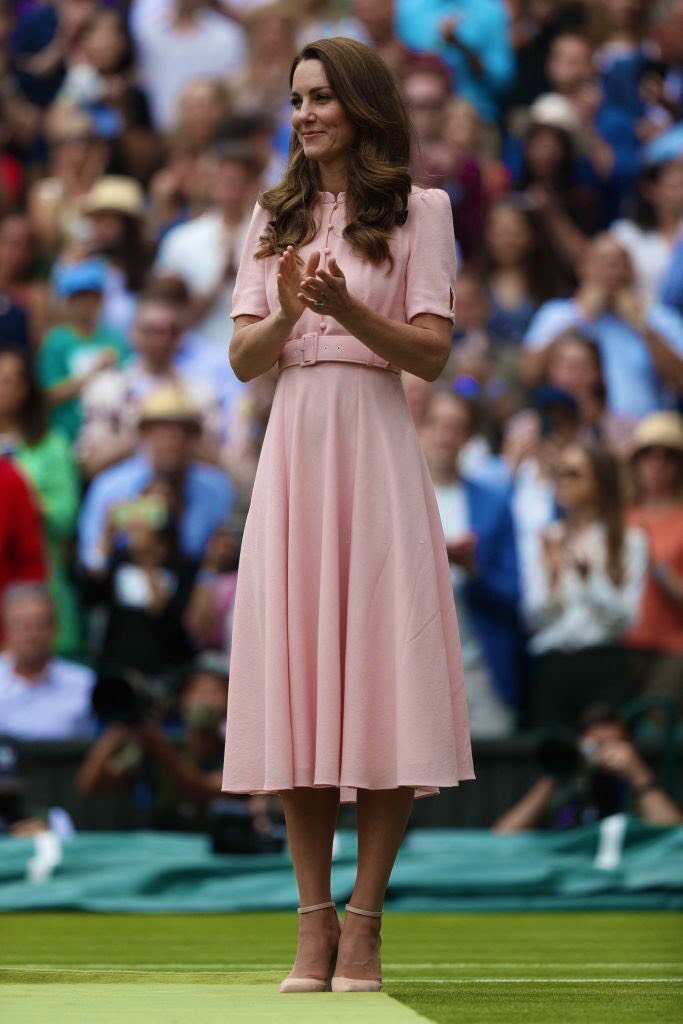 Kate Middleton in Pale Pink Beulah London Midi Dress for Wimbledon ...