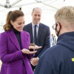 Kate Middleton in Purple Pant Suit for Visit to Northern Ireland