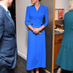 Kate Middleton Wears Blue Eponine London Dress Coat for Cocktail Reception
