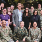 Meghan Markle Wears Armani Cocktail Dress for Visit with Service Members