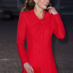Kate Middleton in Red Catherine Walker Coat for Christmas Carol Special