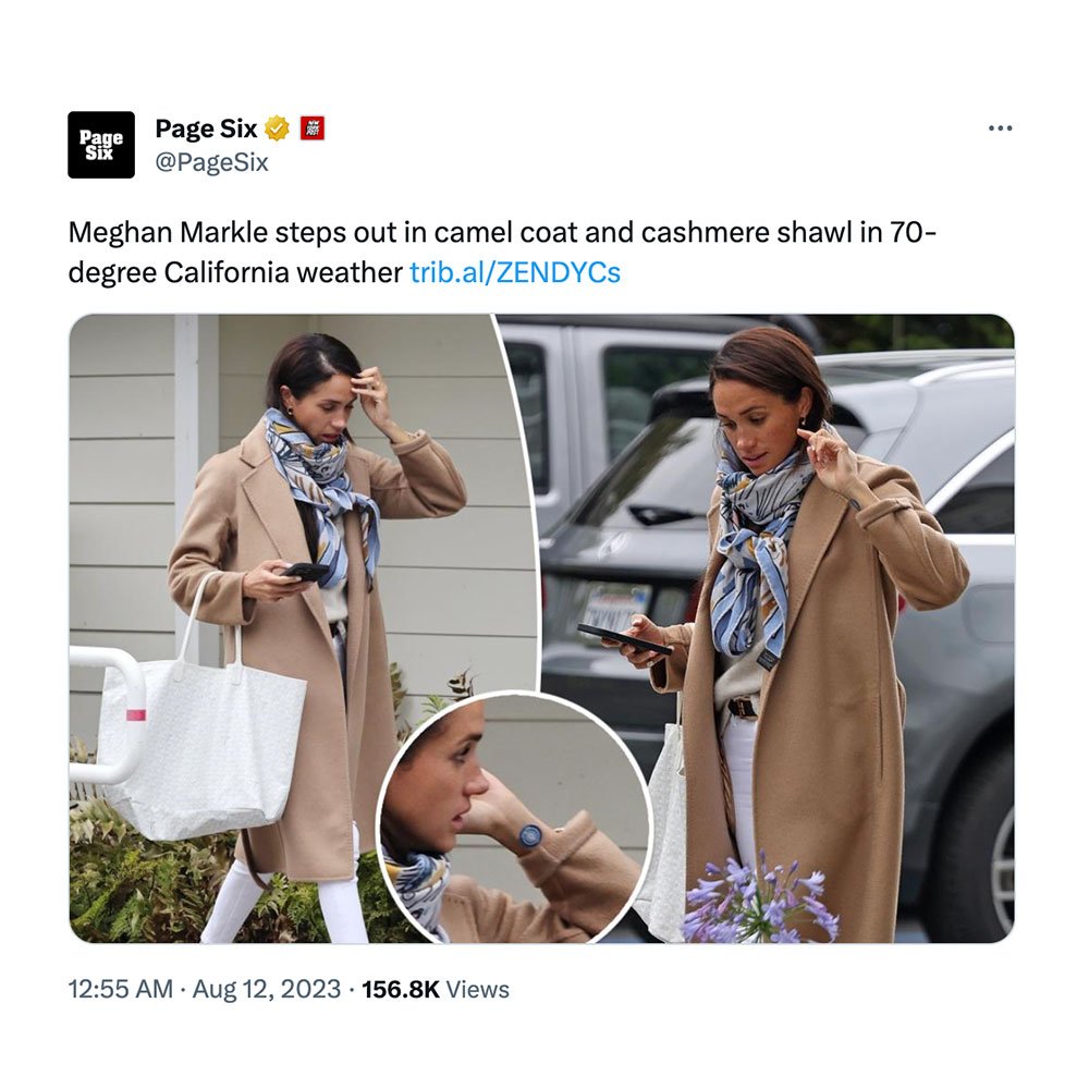 Meghan Markle wears coat, cashmere shawl in 70-degree California
