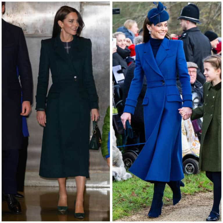 Kate Middleton In Blue McQueen Coat For Christmas Day Walk - Dress Like ...