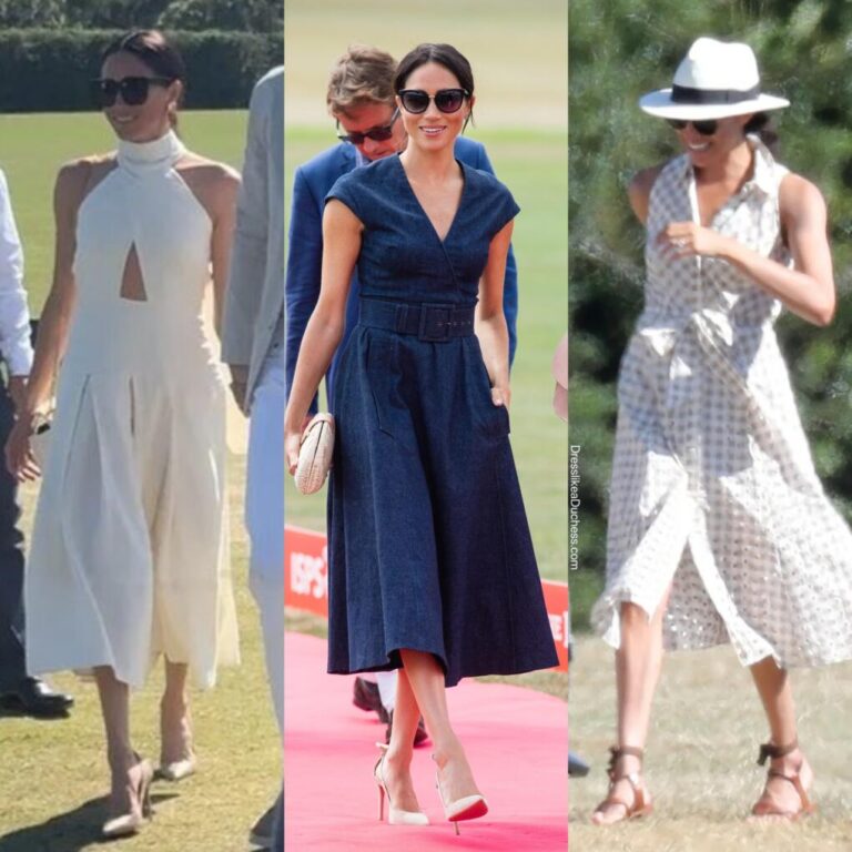 Updated: Meghan Markle in Heidi Merrick Dress for Polo in Miami - Dress ...